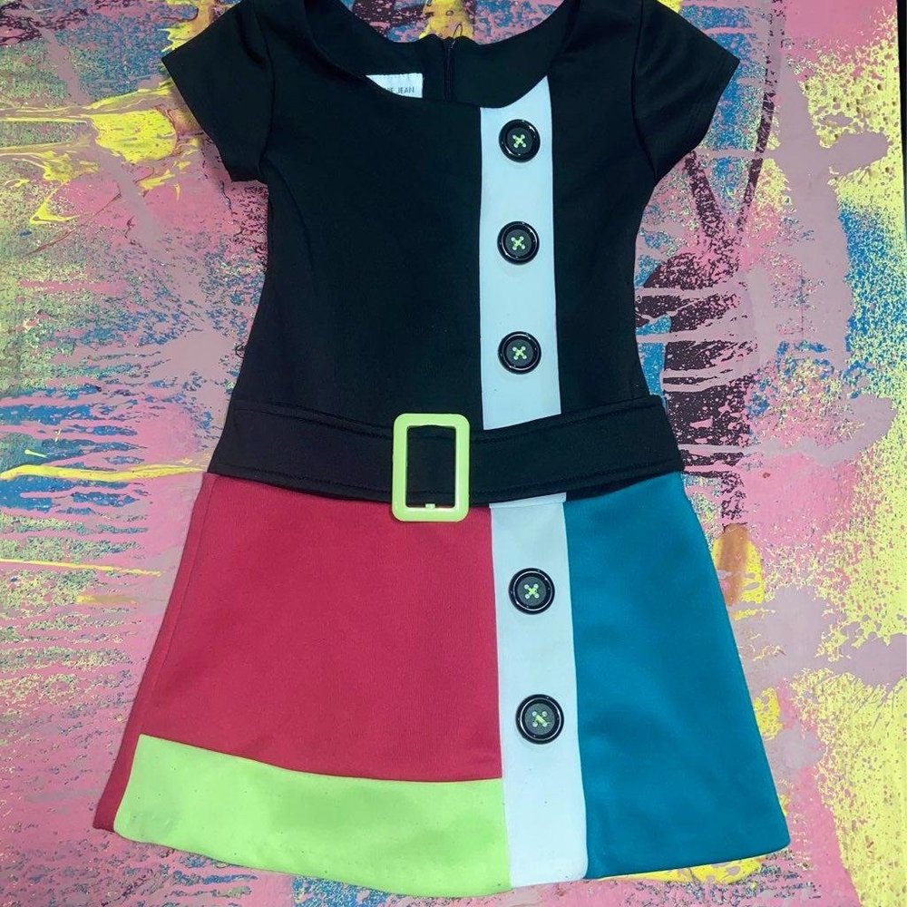 Bonnie jean size 4 color block dress with belt -